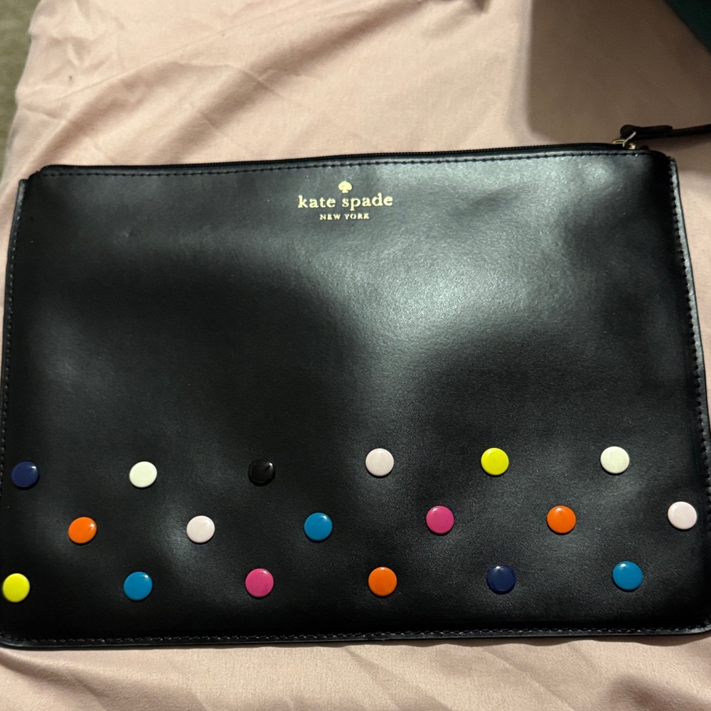 Kate Spade Black Pouch with Multicolored Dots